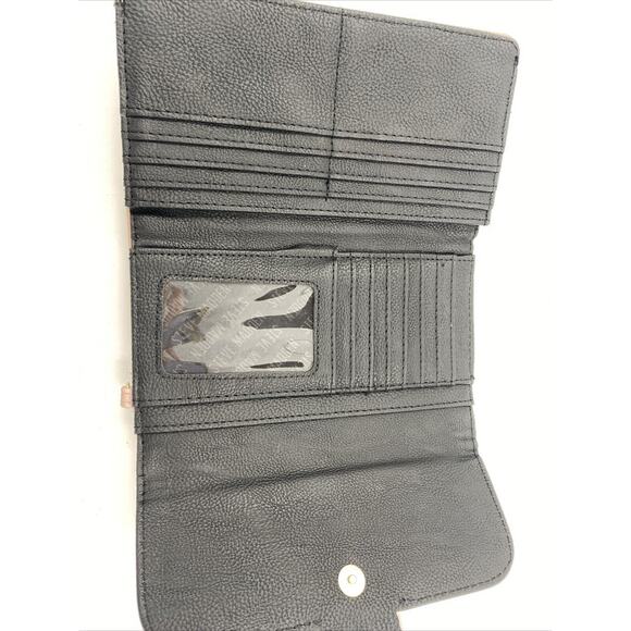 Steve Madden Pink and Gold Bar Trifold Wallet Button Snap Close - Picture 4 of 4